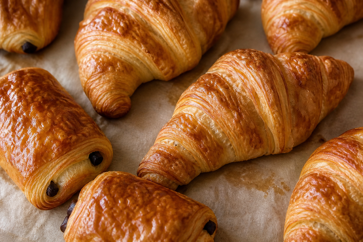 Golden croissants and laminated pastries